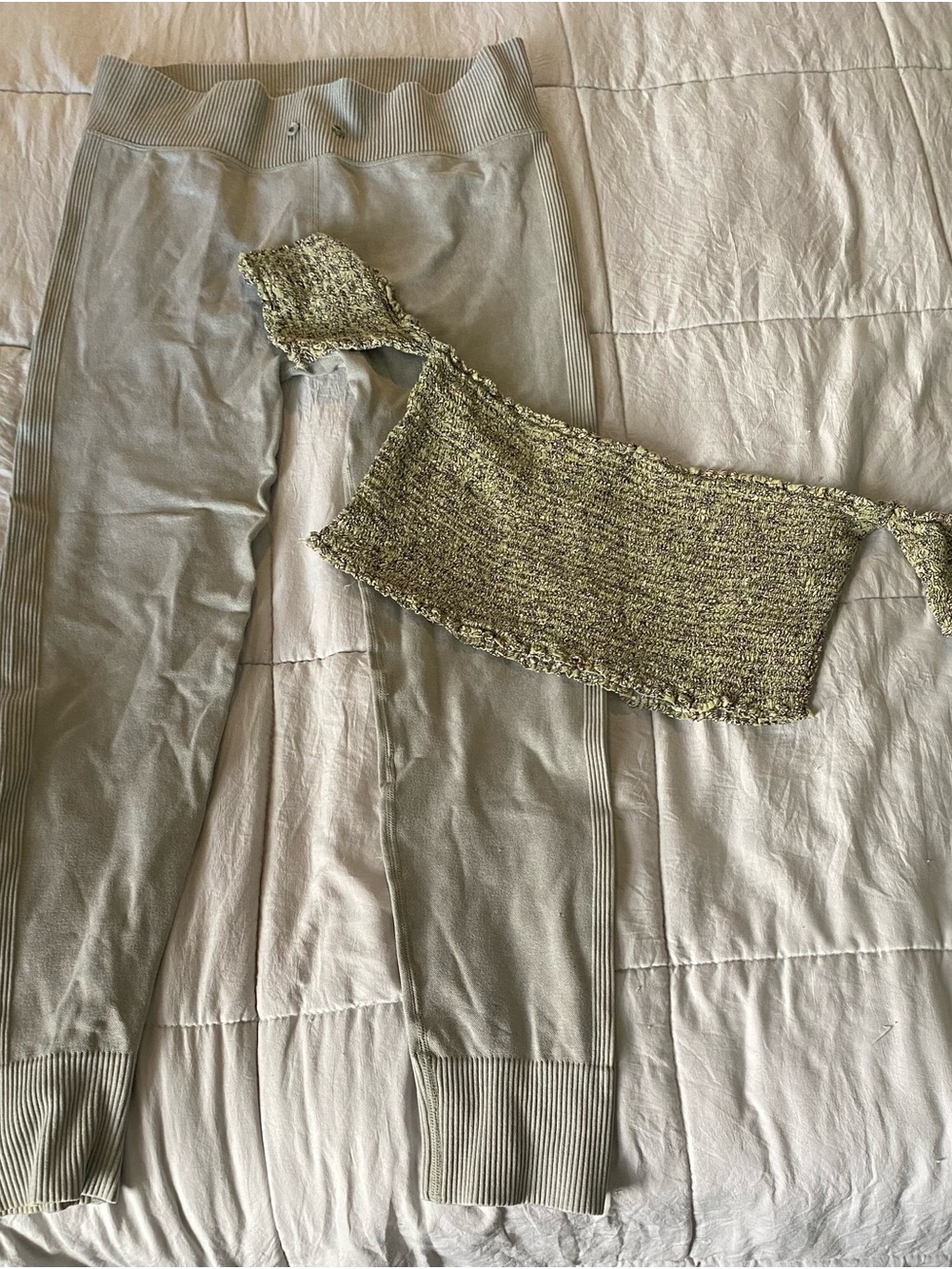 Women’s Tube top in Sage Greenp and leggings